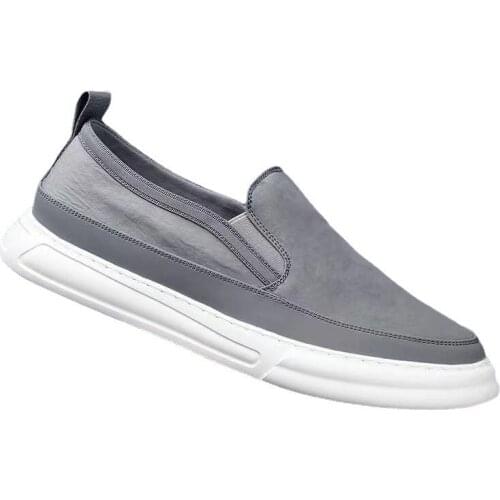 New Fashion Mens Vulcanize Shoes In 2021 Early Autumn Comfortable Low Heel Slip-on Shallow Flat Canvas Shoes Sweat Absorption