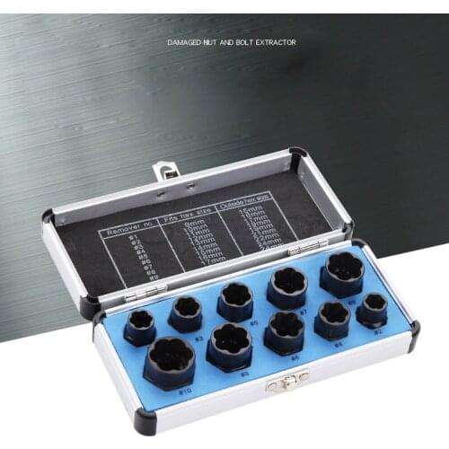 10pcs/Set Damaged Bolts Nuts Black Nuts Screws Remover Extractor Removal Tools Set Threading Tool Kit Car Hub Multipurpose Screw
