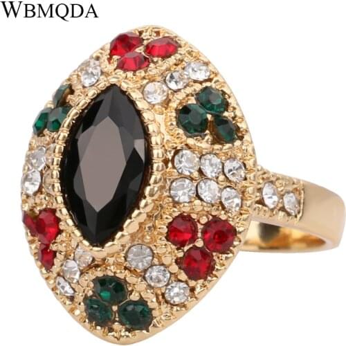 2018 New Unique Female Vintage Black Rings Gold Color Engagement Wedding Ring Turkish Jewelry Free Shipping