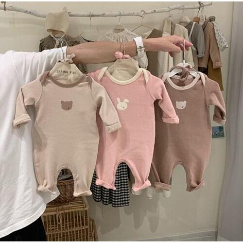 MILANCEL 2021 Autumn New Baby Rompers Cotton Bear Jumpsuits Infant Clothes with Hat