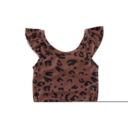 New Toddler Baby Girls Summer One Piece Leopard Print Swimsuit Swimwear Bathing Suit Ruffles Beachwear Costume Bathing Suit