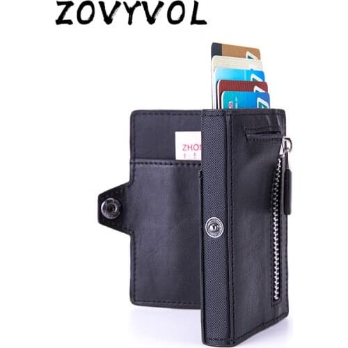 ZOVYVOL New Men Pop-up Holder Button Single Box Smart Wallet RFID Credit Card Holder Hasp Automatic Card Case Coin Purse