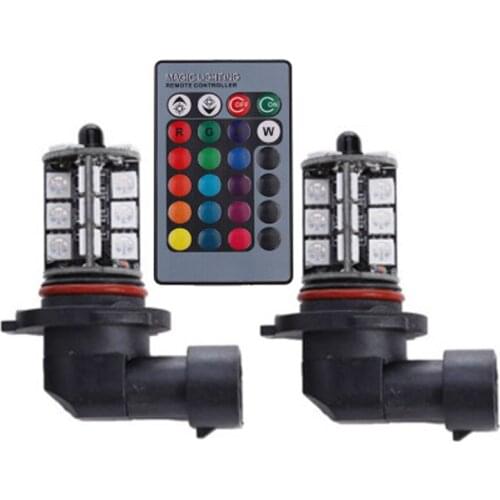 NEW Quality goods 2PCS 27SMD multi-color RGB 5050 H11 H8 H7 9006 9005 LED Replacement fog lights reversing lights with remote