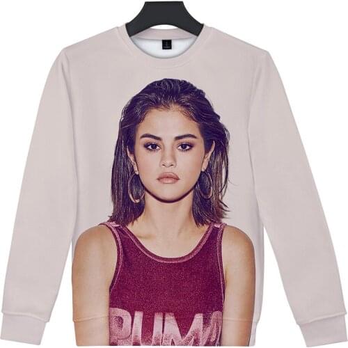 Selena Gomez 3D Sweatshirt Women Men Round collar Hoodies Pullover Fashion Casual Long Sleeve Streetwear Autumn Sweatshirts