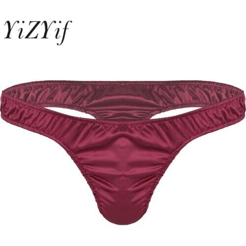 YiZYiF Hot sell Sexy Gay mens Lingerie Soft Shiny Satin Bikini thongs sissy Underwear Underpants Panties for Lingerie Night