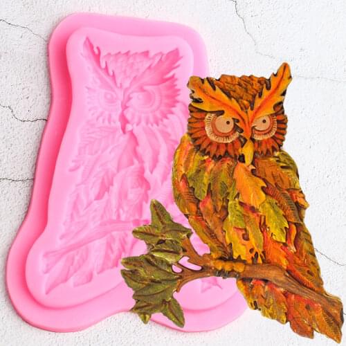 Owl Border Silicone Molds DIY Leaves Cupcake Topper Fondant Cake Decorating Tools Candy Ploymer Clay Chocolate Gumpaste Moulds