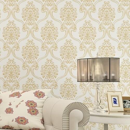 Beibehang Embossed 3D nonwoven wallpaper carved European damask wallpaper bedroom living room tv sofa background 3d wallpaper
