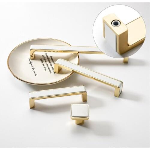 High-end Black White Furniture Handle Luxury Kitchen Cabinet Door Handle Black Simple Wardrobe Single Hole Drawer Knob Golden