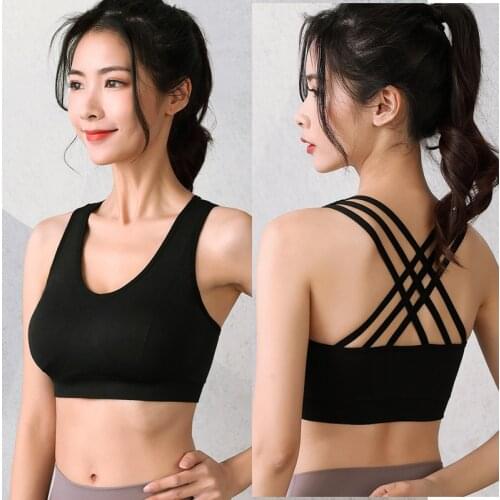 Women Fitness Sports Bra Push Up Wirefree Padded Crisscross Strappy Running Gym Training Workout Yoga Underwear Crop Tops