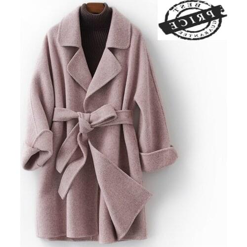 Winter Womens Coats Wool Jacket Long Coat Female Spring Autumn Sided Woolen Clothes Abrigos Mujer Invierno 2021 LWL1311