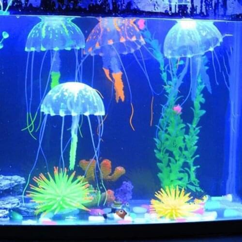 1 Pcs Glowing Effect Artificial Jellyfish Fish Tank Aquarium Decorations High Quality Silicone Aquariums Small Ornament