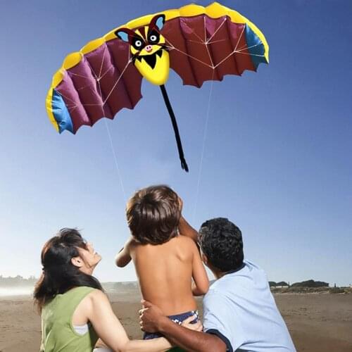 1pc Stunt Kite Bat Design Soft Dual Line Stunt Sport Parafoil Kite Children Gift Family Trips Garden Outdoor Sports DIY Toy