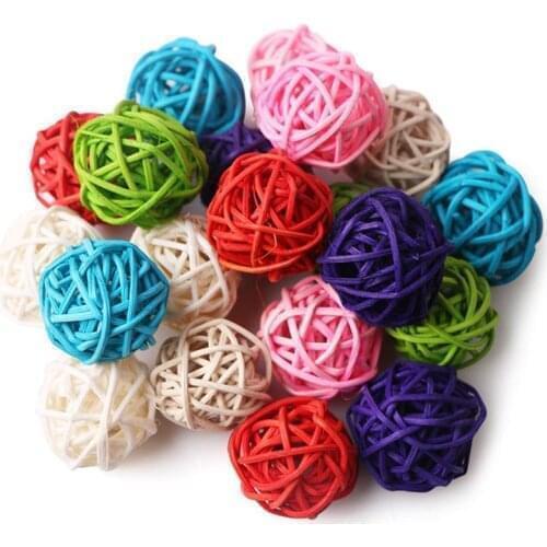 10Pcs/Lot 3cm Multicolor Rattan Ball Craft Wedding Birthday Party Home Decorations DIY Ornaments Festival Decor Kids Toys