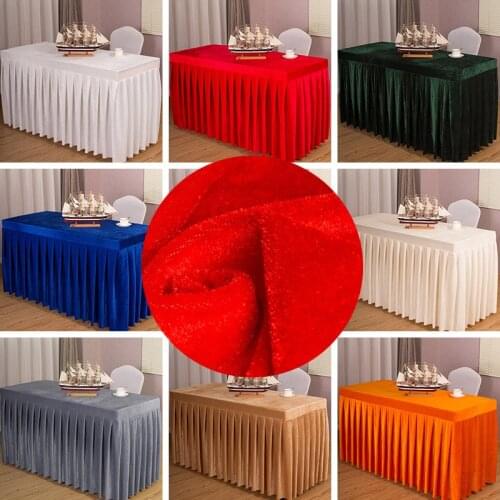 10pcs Don't need Iron Rectangular Pleuche Skirt Table Cloth Velour Table Cover For Wedding Party Banquet Tablecloth No wrinkles