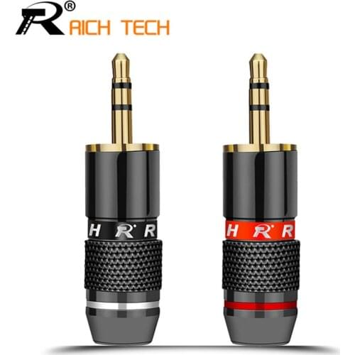 10pcs 3.5mm Jack 3 pole Audio Plug Gold-plated Earphone Adapter For DIY Stereo Headset Earphone