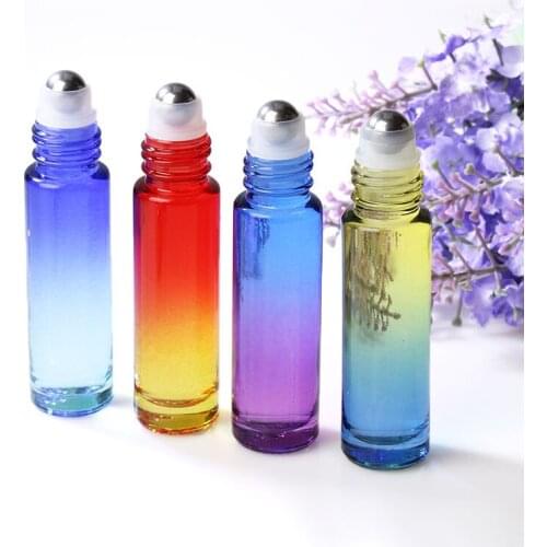 150set Roll-on Bottles 10ml,transparent thickening high quality gradual color perfume bottle, ,essential oil separate bottle