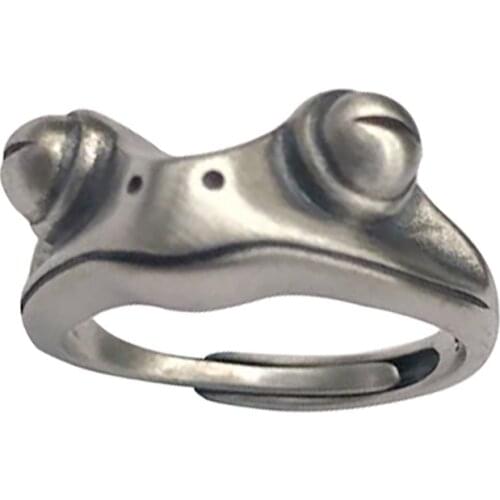 2021 New Women Fashion Creative Cute Open Frog Rings for Women Vintage Punk Animal Figure Ring Fashion Party Jewelry