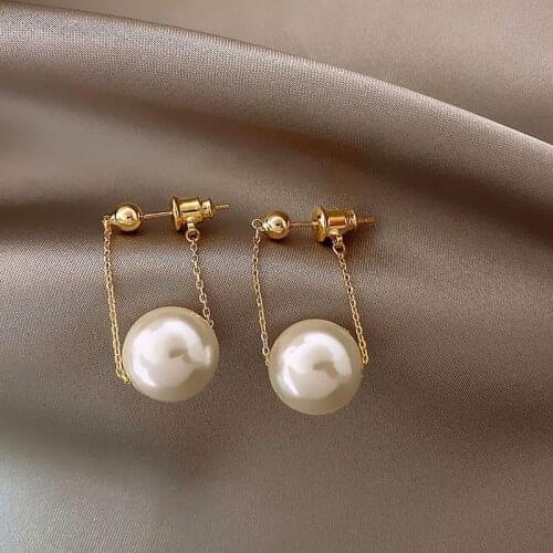 2021 pearl chain earrings Elegant trend Small Pendant drop Earring For Women lady korean Fashion Unusual Dangle Earring Jewelry