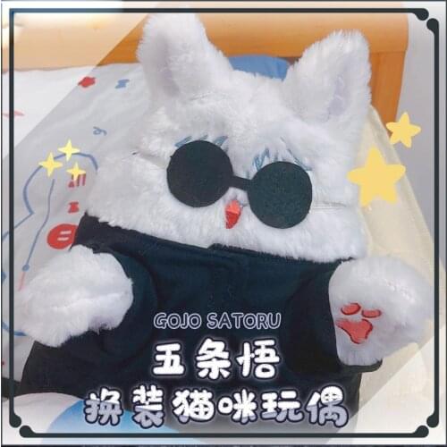 35cm Hot Anime Jujutsu Kaisen Gojo Satoru Cartoon Plush Stuffed Cat Dolls Toy Cute Pillow Xmas Birthday Gifts New