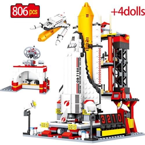 806pcs City Technical Space Aviation Rocket Building Blocks Universe Aerocraft Figures Bricks Educational Toys For Boys