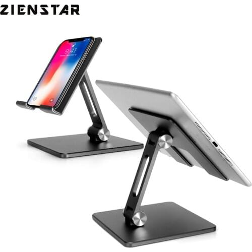 Zienstar Foldable Aluminum Tablet Stand Dual Height and Angle Adjustable Bracket for 4-15.6 Tablet Ipad Cell Phone