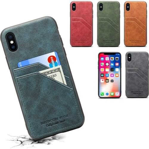 Wallet Dual Card Back Case For iPhone XS Max XR XS Retro PU Leather Cover for iPhone 12 11 Pro Max SE2 8 Plus 7 6 TPU Shell Case