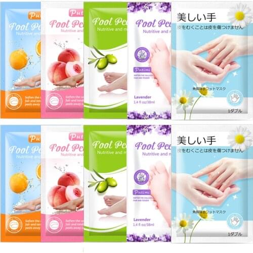 10Pair Exfoliating Foot Mask Remover Dead Hard Skin Foot Peeling Mask for Legs Pedicure Socks Whitening Hand Masks Spa Gloves