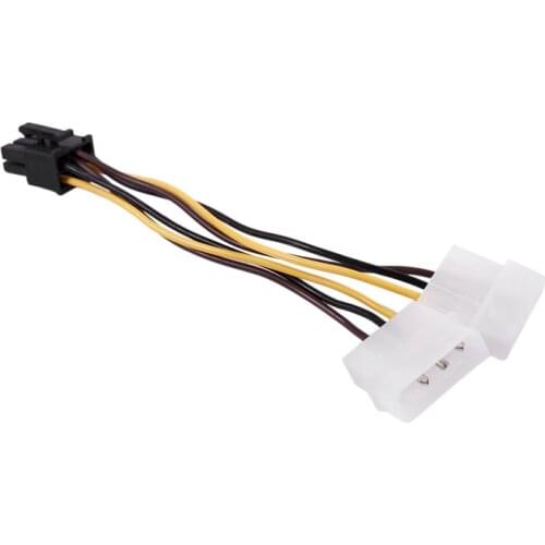 A Dual 4-Pin Molex IDE to 6 Pin PCI-E Graphic Card Power Connector Cable Adapter