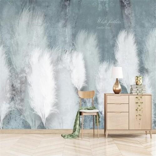 Milofi custom non-woven wallpaper mural modern minimalist fashion feather small fresh Nordic TV background wall painting