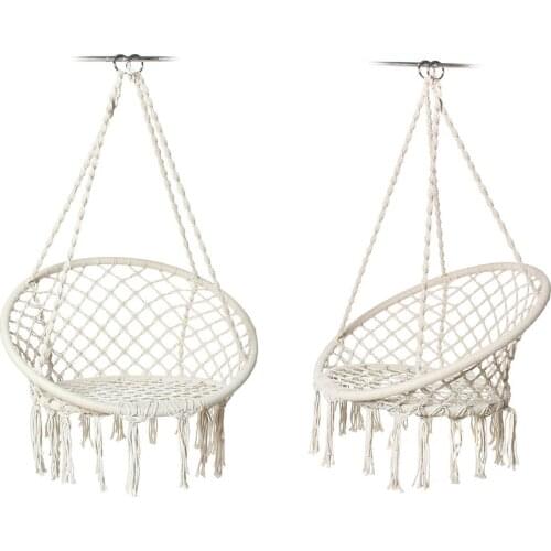 1Pc White Hammock Nordic Style Round Hanging Chair Outdoor Indoor Dormitory Garden Balcony Single Safety Hammock For Child A