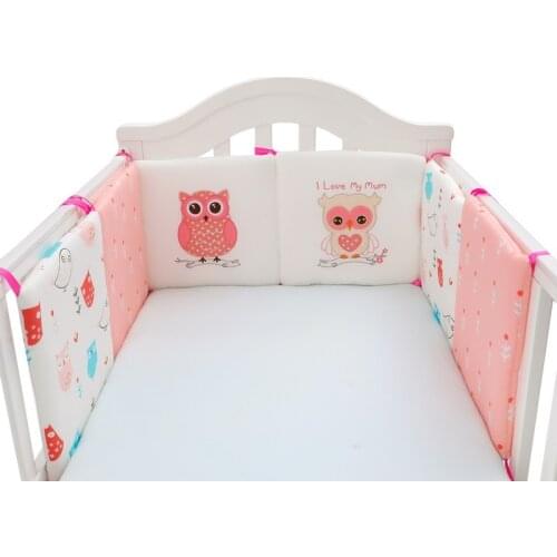 6pcs 30*30cm Owl Baby Bedding Set Crib Kit Half Around Bumpers For Cot Baby Bed Bumpers Soft Breathable