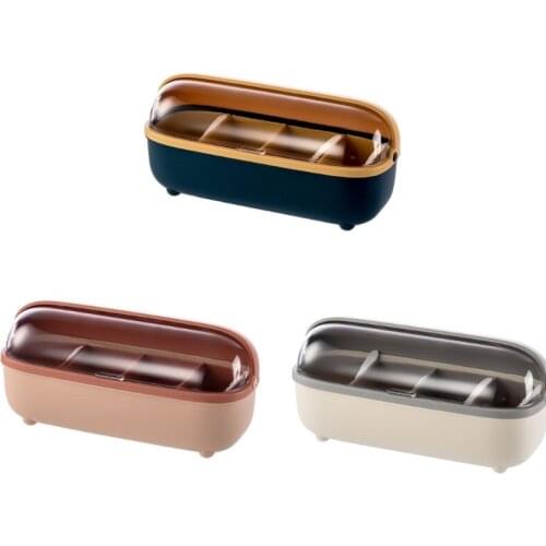 Kitchen Condiment Seasoning Box with Cover 4 Compartments Spice Cruet Salt Storage Container Home Kitchen Tool Gadgets