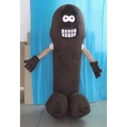 Halloween Comical Shy Funny Brown Penis Mascot Costume Adults Cosplay Party Game Dress Outfits New