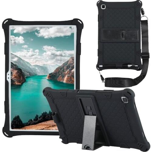 Lightweight Kids Shockproof Cover for Samsung Galaxy Tab A7 T507 T505 T500 Silicone Case with Pencil Holder Shoulder Strap+Pen