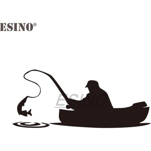Hot Selling Funny Car Styling Fishing on Boat Auto PVC Decal Cartoon Car Stickers Decor Creative Waterproof Pattern Vinyl