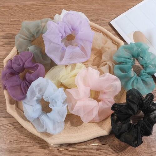 Miss FoUrSy Fashion Hair Silk Organza Scrunchie Colors Mesh Hair Tie Scrunchies Ponytail Band Rope for Girl Hairwear Accessories