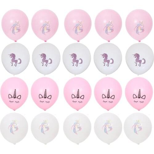 10Pcs Unicorn Rainbow Horse Latex Balloon Set White Pink Balloon Baby Birthday Party Wedding Decoration Balloon