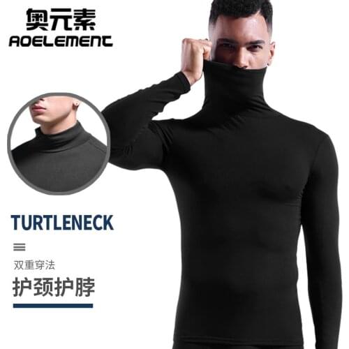 2020 new neck protect modal top high neck mens warm autumn clothes winter long-sleeved thin tight bottoming shirt solid color