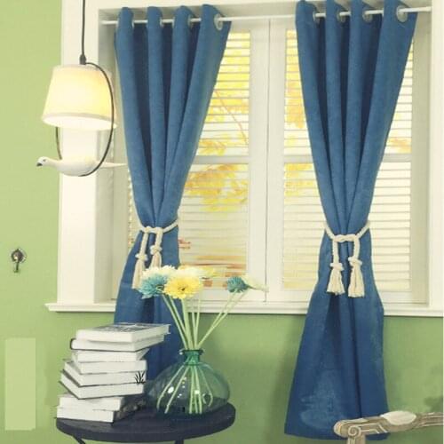 Modern American Style Solid Color Curtains Blackout Curtain Drape For Living Room Brdroom Window Flocked Cloth Finished Curtains