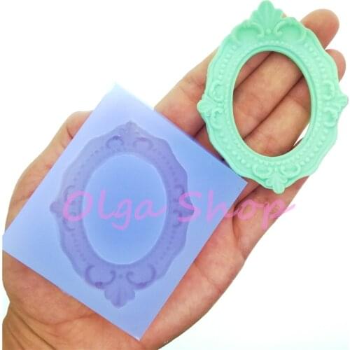 OYL145 Fancy Frame Silicone Mold Fondant Cake Decoration Craft Chocolate Resin Clay Aromatherapy Outer Size 67.4m x 52.5mm