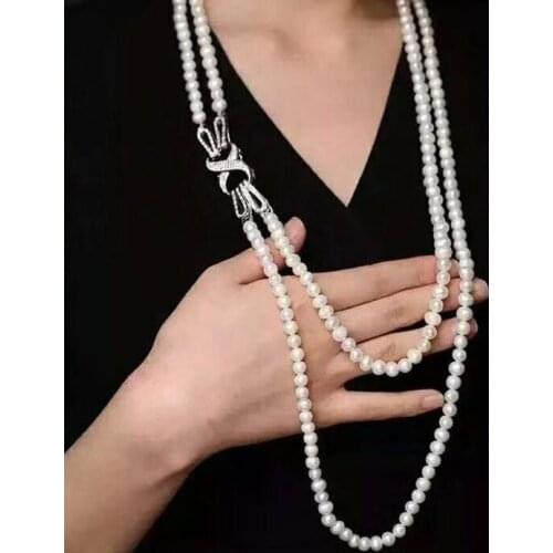 HOT SELL 8-9mm Freshwater 8-9MM NATURAL PEARL NECKLACE 22-24INCH