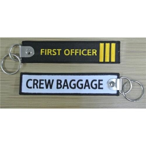 First Officer3 Glod Bars Crew Baggage Pilot Aviation Zipper Pull Fabric Embroidery Keychain