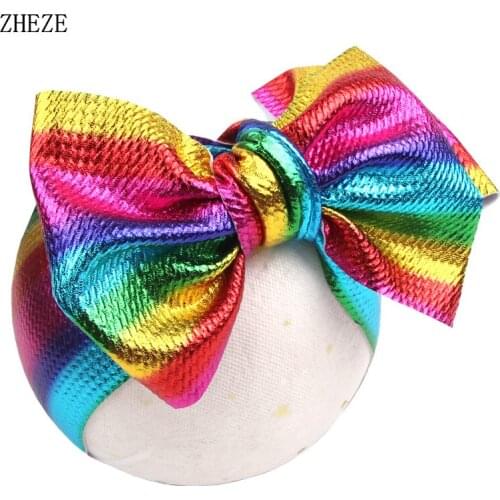 1Pc Popular Metallic Knotted Bow Headband For Baby Bullets Fabric Hairband Girls Trendy Hair Band Kids Festival Accessories