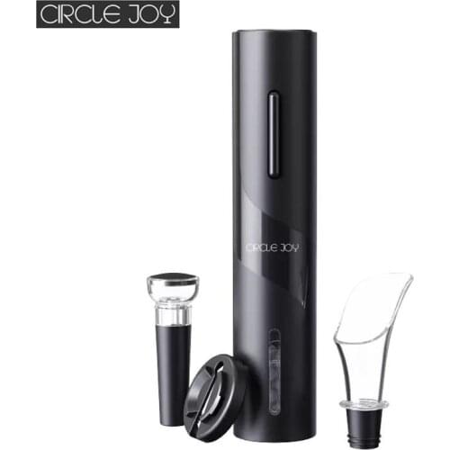 Youpin 4 In 1 Circle Joy Black Samurai Electric Bottle Wine Opener Set Stopper Decanter Automatic Corkscrew Red Wine Kitchen Too