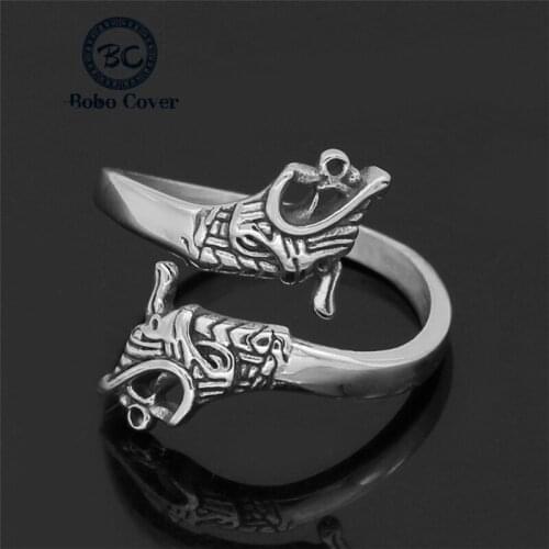 Dropshipping Nordic Antique Silver Color Stainless Steel Dragon Ring Men Women Couple Rings Adjustable Size Fashion Jewelry Gift