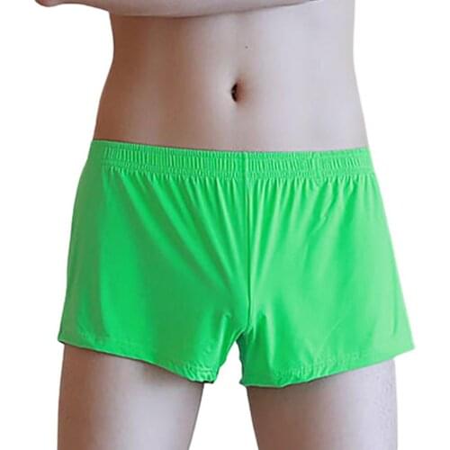 Soutong Loose Men Underpants Comfortable Ice Silk Stretchable Comfort Boxer Brief for Home