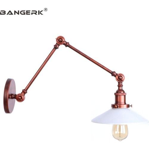 Antique Long Arm LED Wall Lamp Loft Manipulator Edison Sconce Wall Lights Telescopic Folding Rust Iron Art Home Decor Lighting