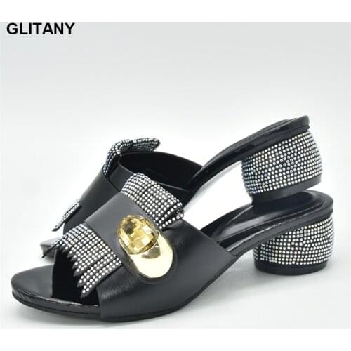 New Arrival Italian Women Wedding Shoes Decorated with Rhinestone Low-heeled Pumps Ladies Dress Shoes Slip on Pumps Women Shoes