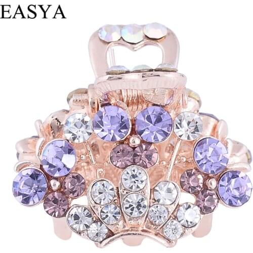 EASYA High Quality Metal Hair Ornament Accessories Rhinestone Crystal Crown Hair Claw Clips Headwear Jewelry