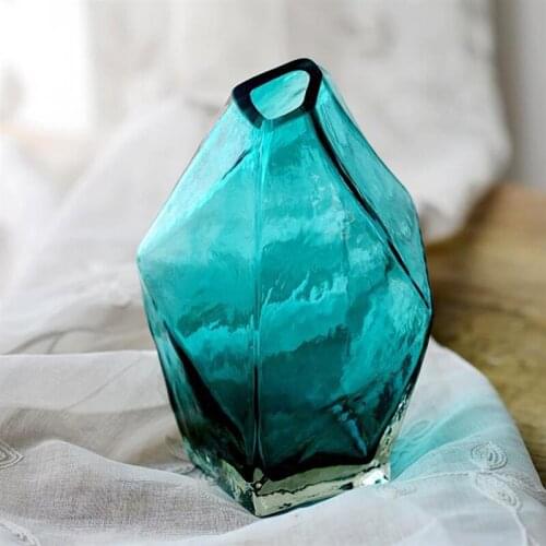 Diamond Transparent Glass Vase Creative Simple Oblique Mouth Nordic American Style Art Decoration Flower Arrangement кашпо